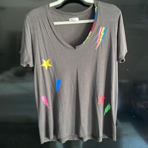 Lauren Moshi Black Graphic Tee SZ S